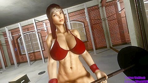 Muscular Strong Brunette With A Big Dick Works Out In The Gym